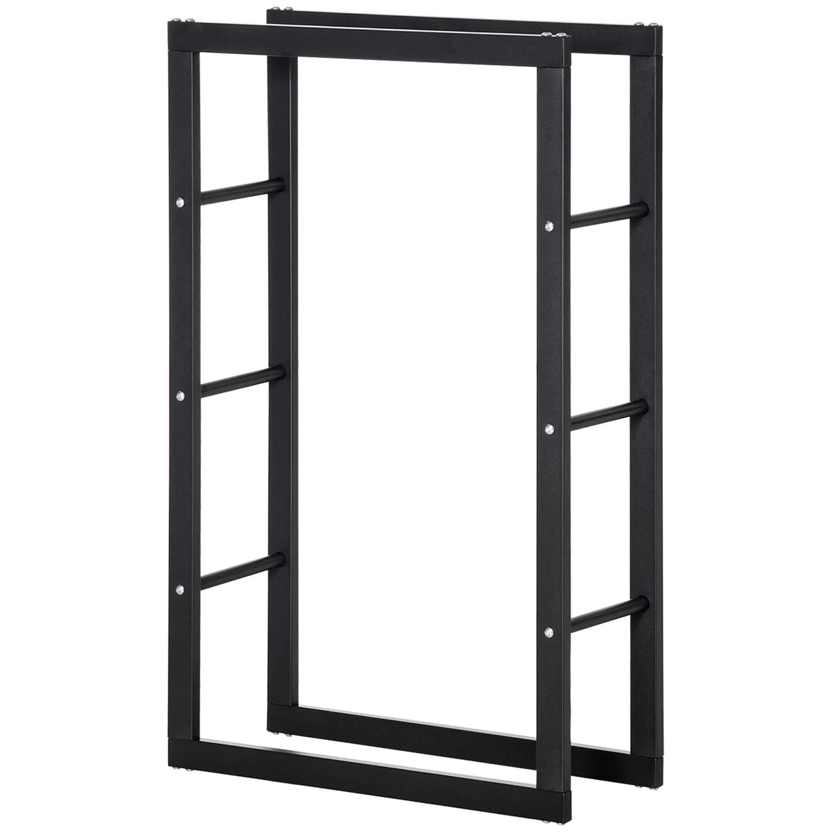 Outdoor Firewood Rack, Log Holder with Handles, 220 lbs. Capacity, 23.6" x 9.8" x 39.4", Black Firewood Racks at Gallery Canada