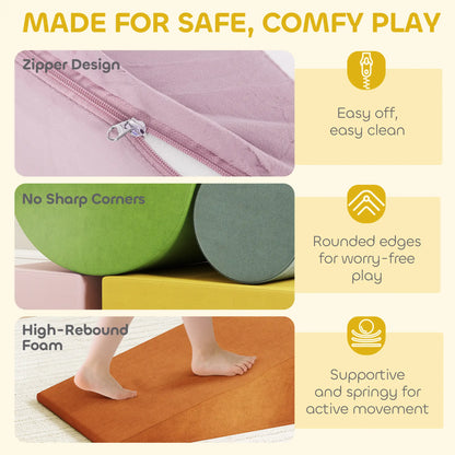 Toddler Climbing Toys, Indoor Play Set, Crawling Sliding, Orange/Green Kids Gym & Playmats at Gallery Canada