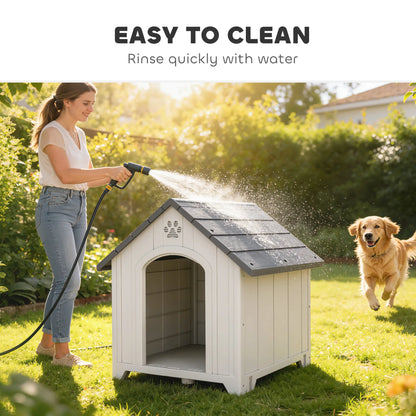Large Plastic Dog House Outdoor Indoor, Water Resistant Puppy Shelter with Base Support, 34.6" L x 31.1" W x 35" H Dog Cages & Crates at Gallery Canada