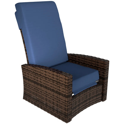 Outdoor Rattan Wicker Lounge Chair with Footrest &; Soft Cushion for Patio, Garden, Backyard, Dark Blue Patio Chairs Multi Colour at Gallery Canada