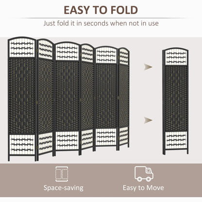 6 Panel Folding Room Divider, Portable Privacy Screen, Black Room Dividers at Gallery Canada