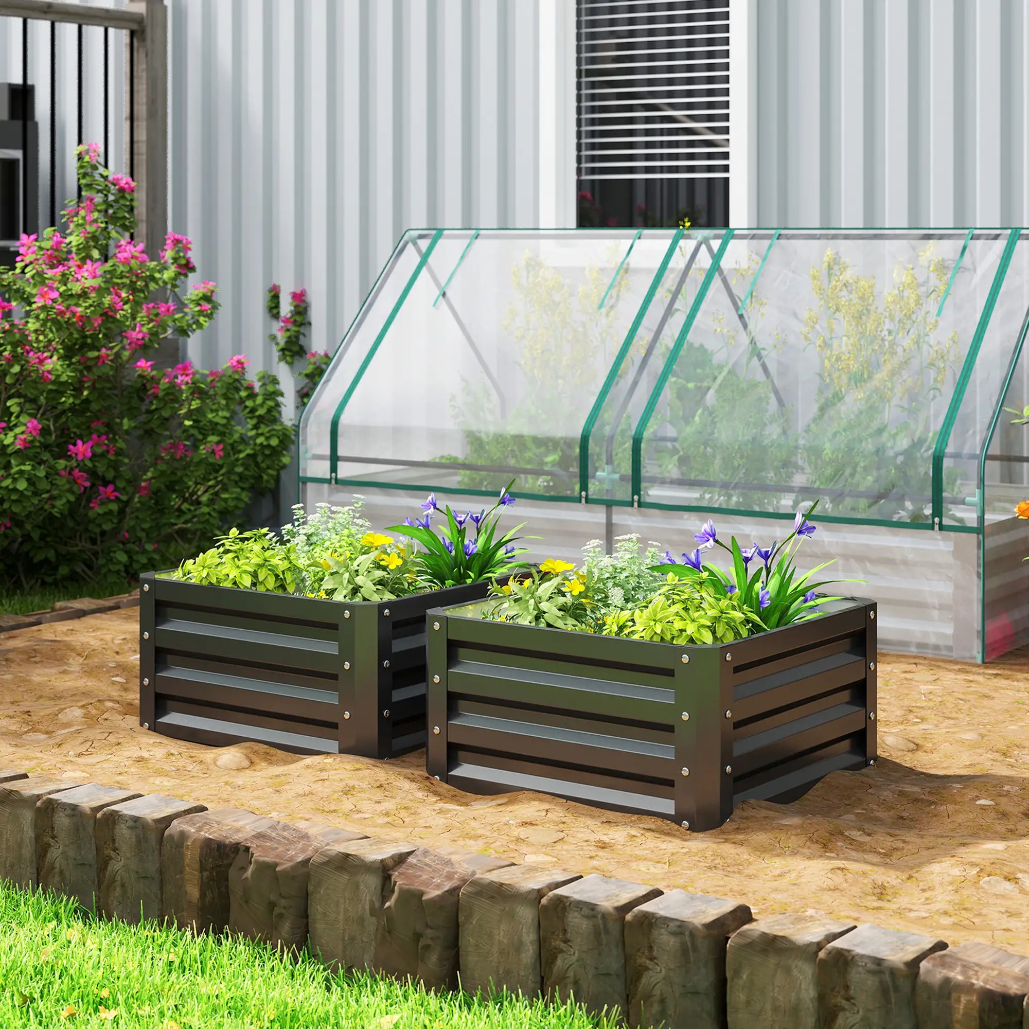 2' x 2' x 1' Raised Garden Bed, Galvanised Steel Frame, Black Galvanized Planter Boxes at Gallery Canada