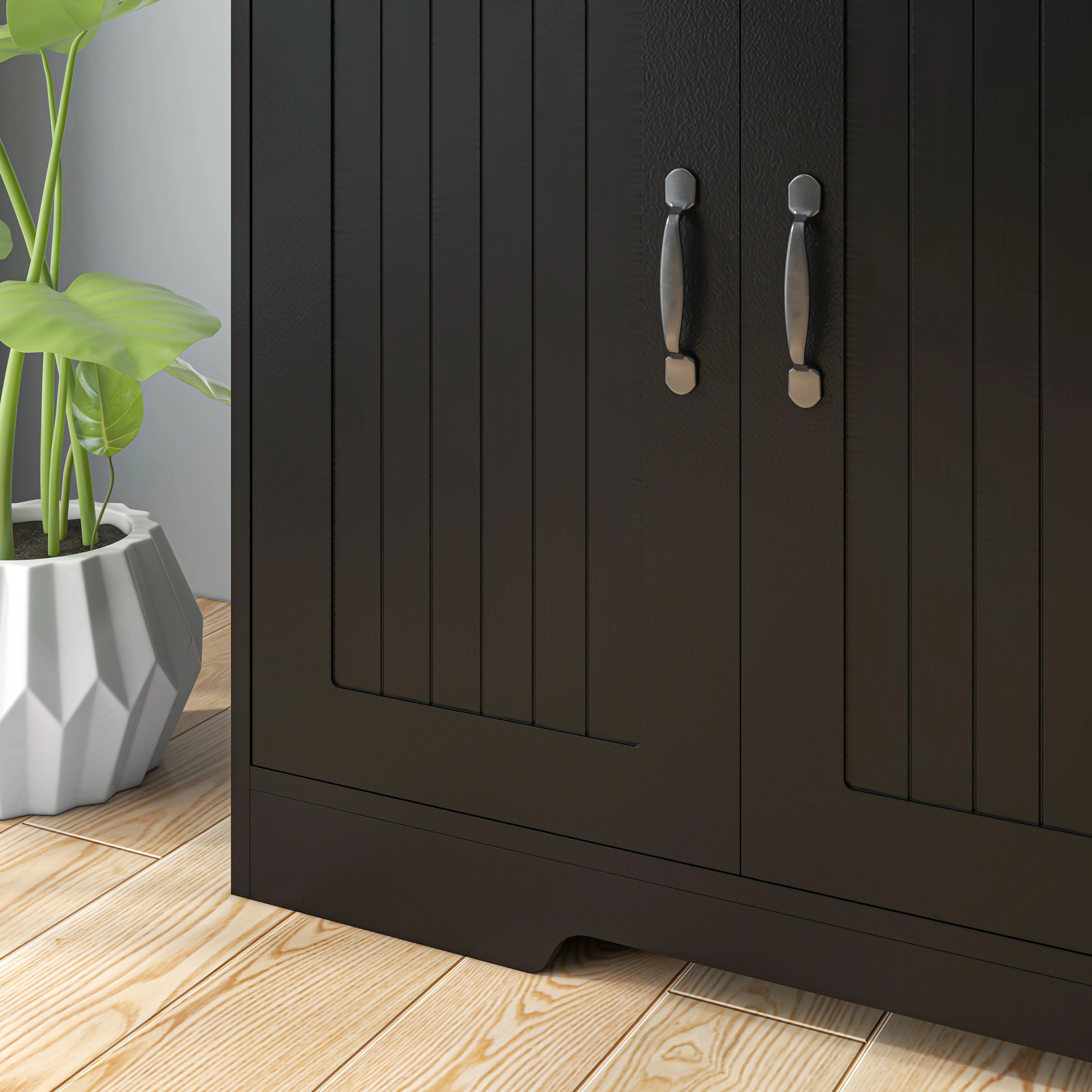 Modern Sideboard Buffet Cabinet, Drawers, Beadboard Door, Black Storage Cabinets at Gallery Canada