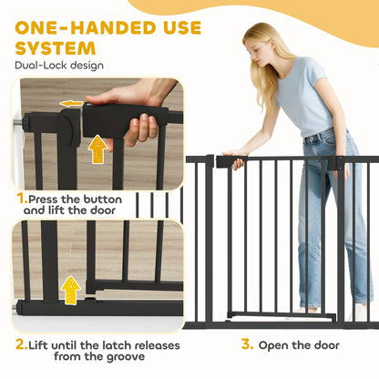 Baby Gate, Pet Safety Gate, 30"-51" Wide, Auto-Close, Black Pet Gates at Gallery Canada
