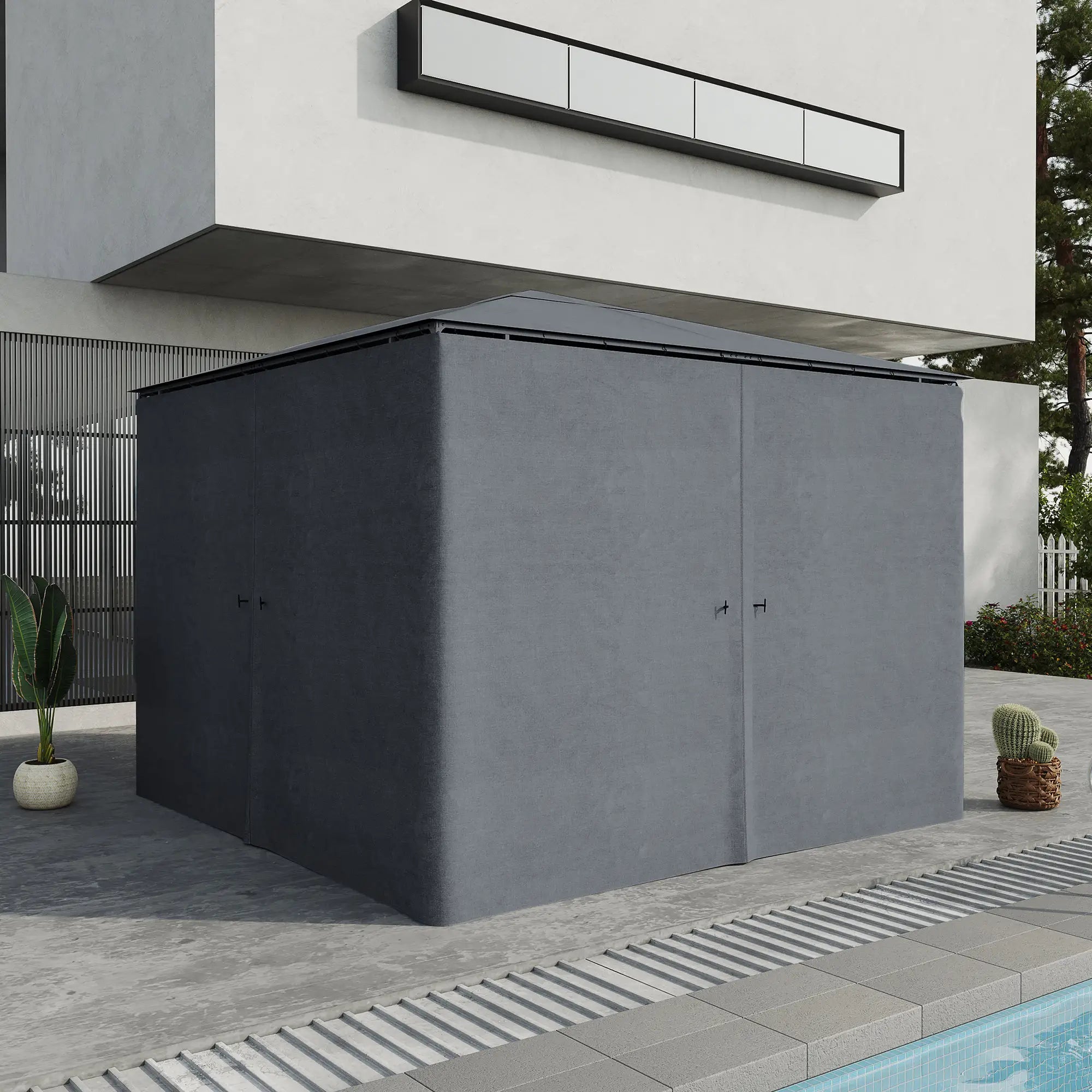 10' x 10' Gazebo Sidewall Set, 4 Panels, Hooks Included, Slate Grey Gazebo Sidewalls at Gallery Canada