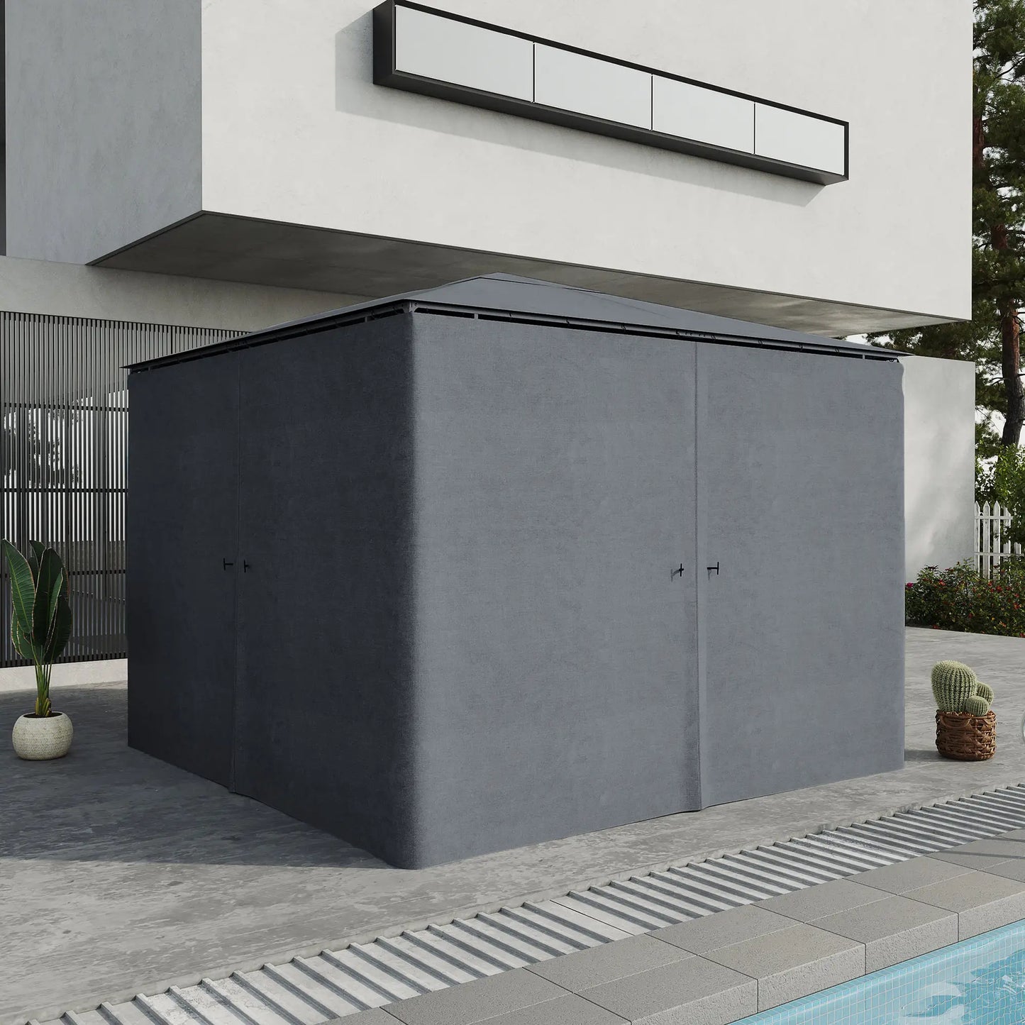 10' x 10' Gazebo Sidewall Set, 4 Panels, Hooks Included, Slate Grey Gazebo Sidewalls at Gallery Canada