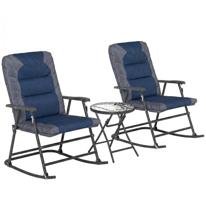 3pc Patio Rocking Chair Set, Padded, Blue Outdoor Rocking Chairs at Gallery Canada