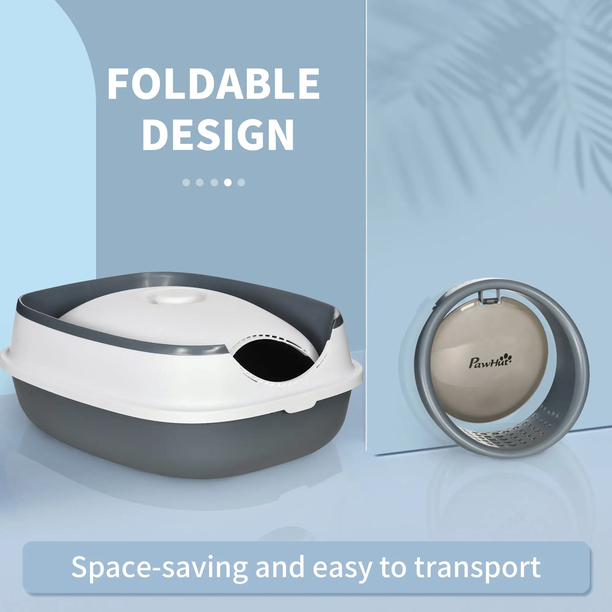 Foldable Cat Litter Box with Lid, Covered, White and Grey Cat Litter Box Enclosures at Gallery Canada
