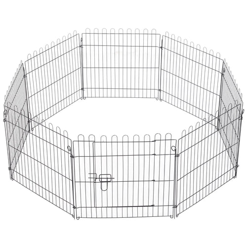 24inch 8-Panel Foldable Dog Playpen, Black