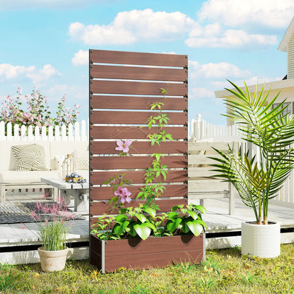Trellis Planter Box, Raised Garden Bed With Trellis, Light Brown Wooden Planter Boxes at Gallery Canada
