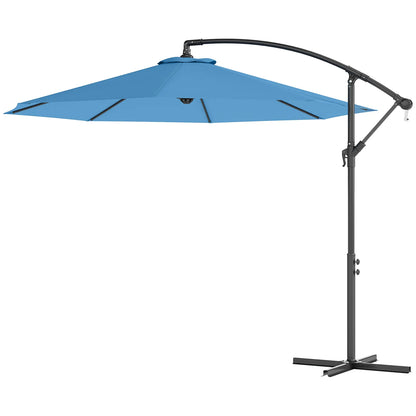10' Blue Deluxe Patio Umbrella, Offset Sunshade With Crank, Blue Offset Cantilever Umbrellas Blue at Gallery Canada