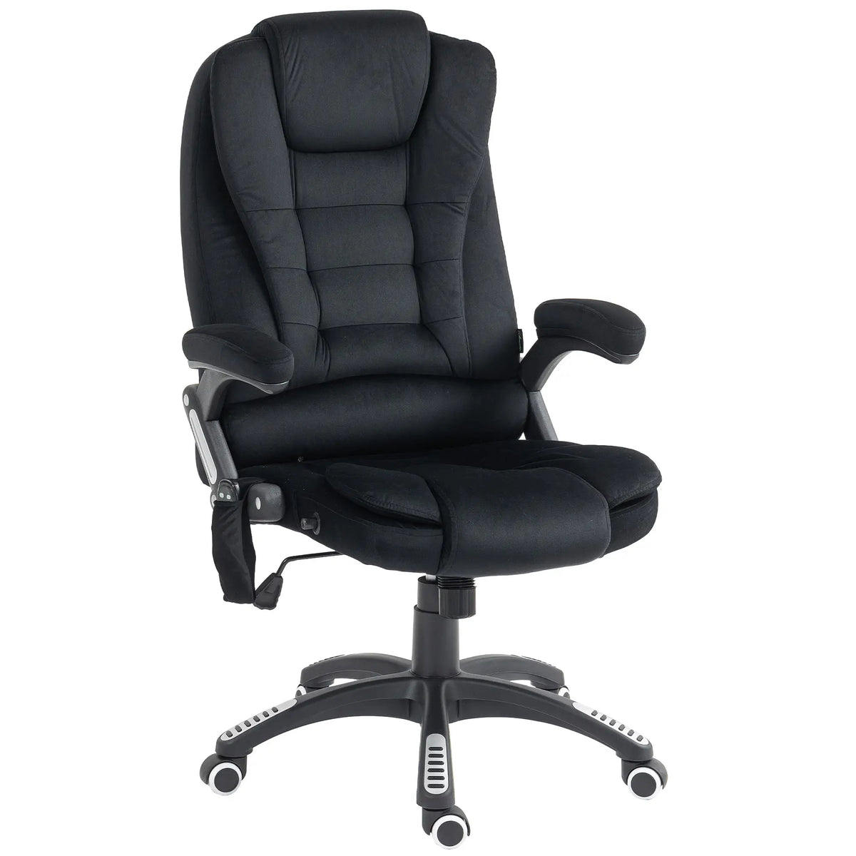 6 Point Vibrating Massage Office Chair, High Back, Reclining, Swivel Wheels, Black Massage Chairs Black at Gallery Canada