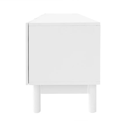 TV Stand, Wave Shaped Doors, Sturdy Legs, 66.5" L x 13.5" W x 18" H, White TV Stands at Gallery Canada