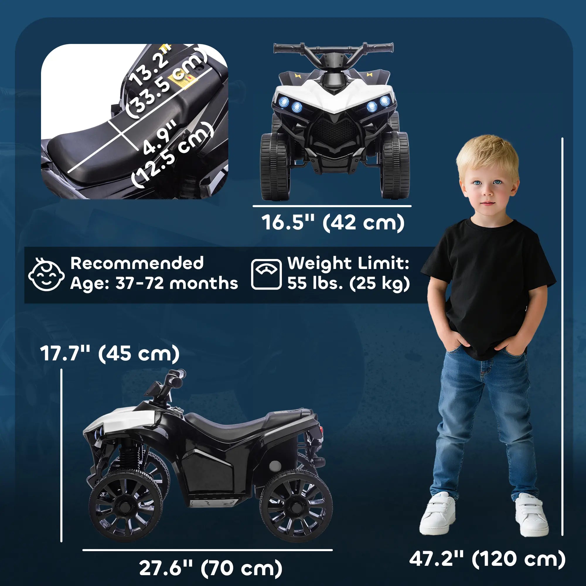 6V Kids ATV, 4 Wheeler Ride On Car, White Electric Ride-On Toys at Gallery Canada