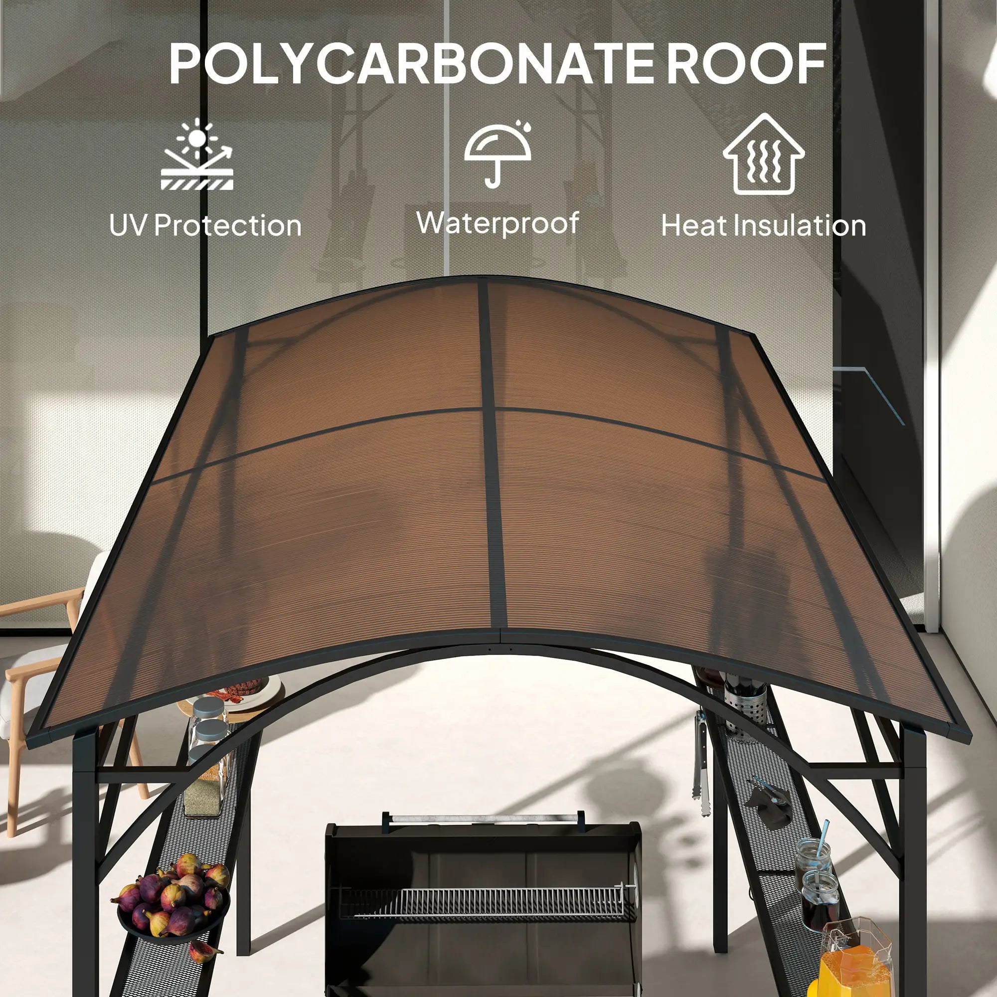 8' x 5' Hardtop Grill Gazebo, PC Board Roof, 2 Shelves, 10 Hooks BBQ Grill Gazebos at Gallery Canada