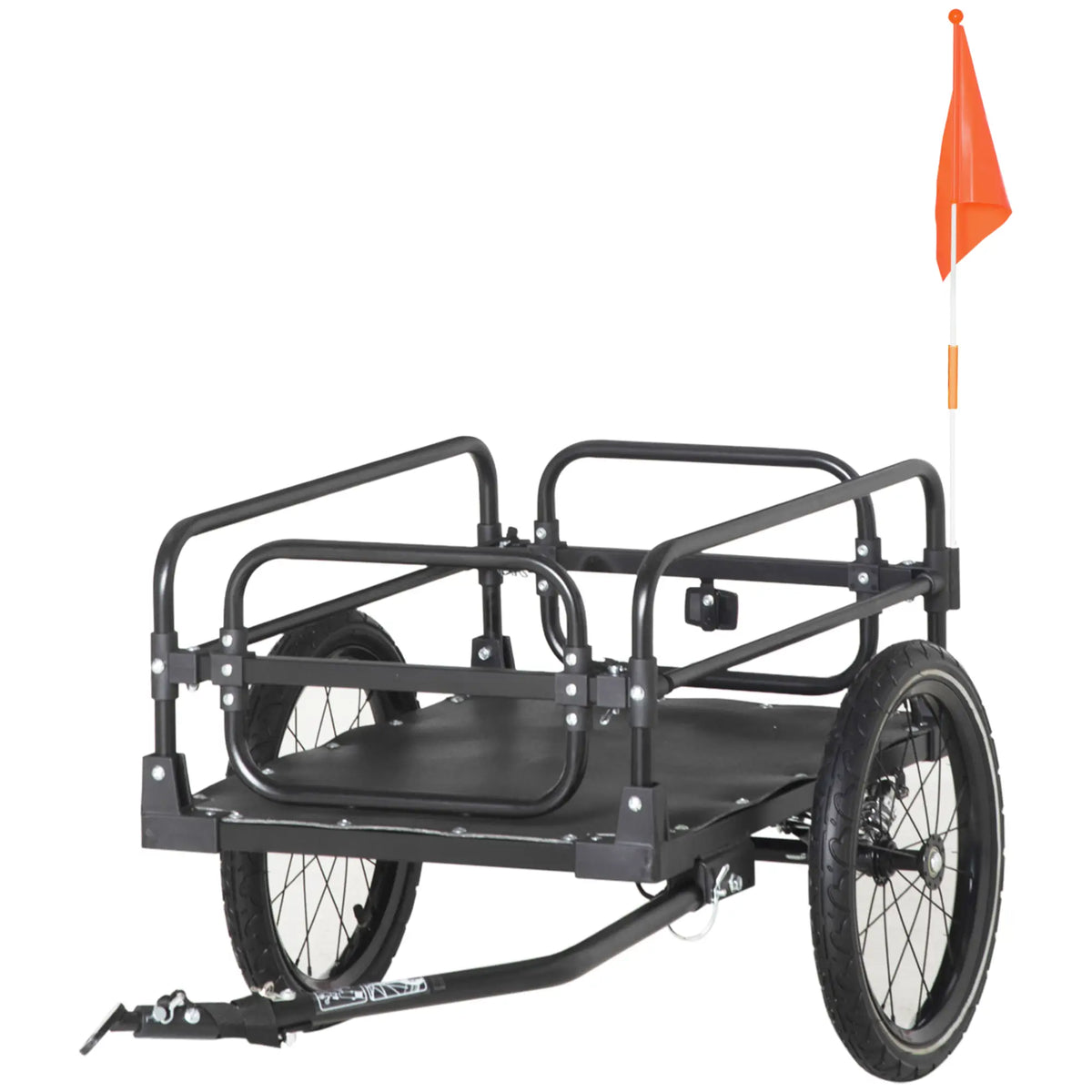 Bike Trailer, Bicycle Cargo Carrier, 16" Wheels, Hitch, Steel Frame, Black Bike Cargo Trailers Black at Gallery Canada
