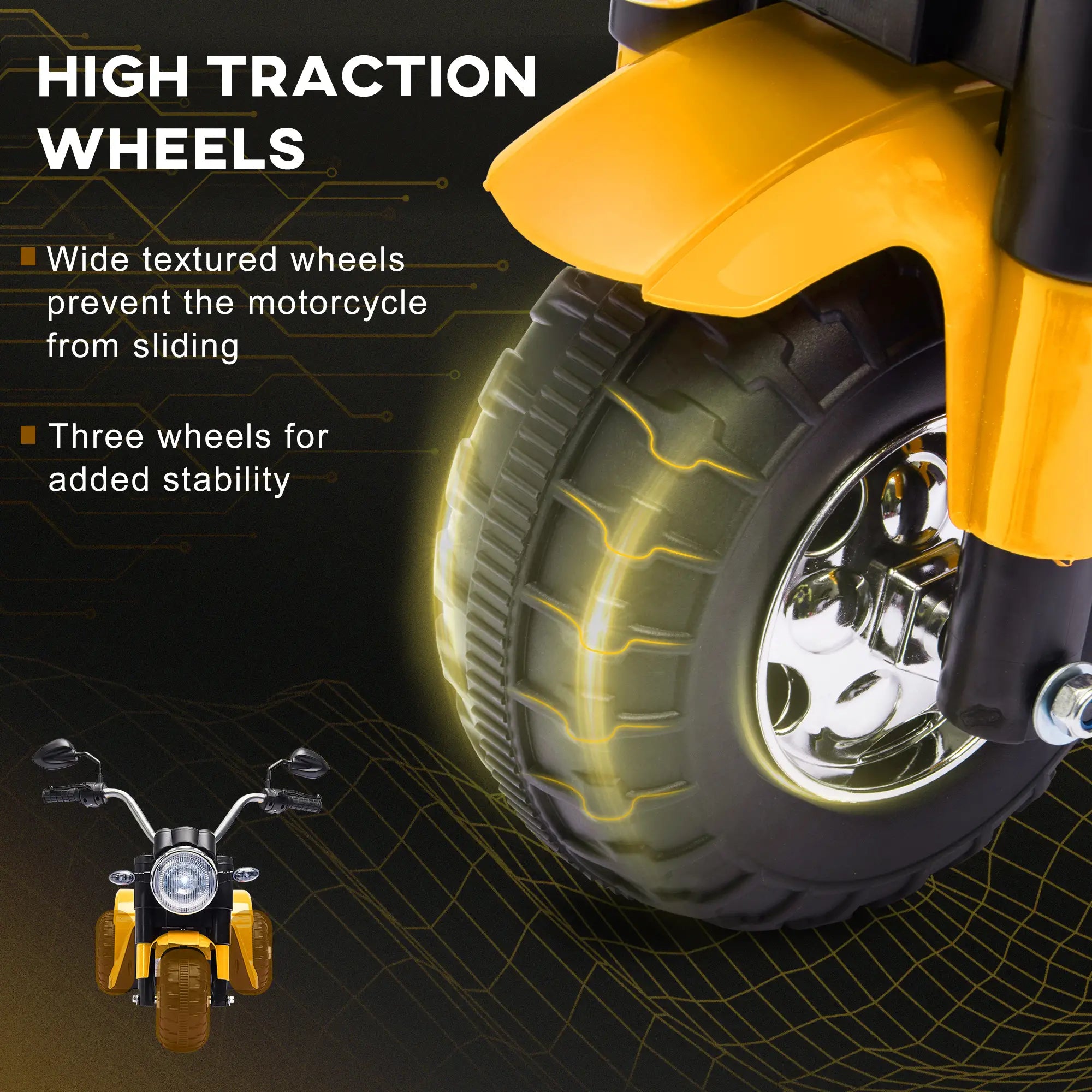 Kids Electric Motorcycle, 6V Battery Powered, 3-Wheels, Yellow Electric Motorcycles at Gallery Canada