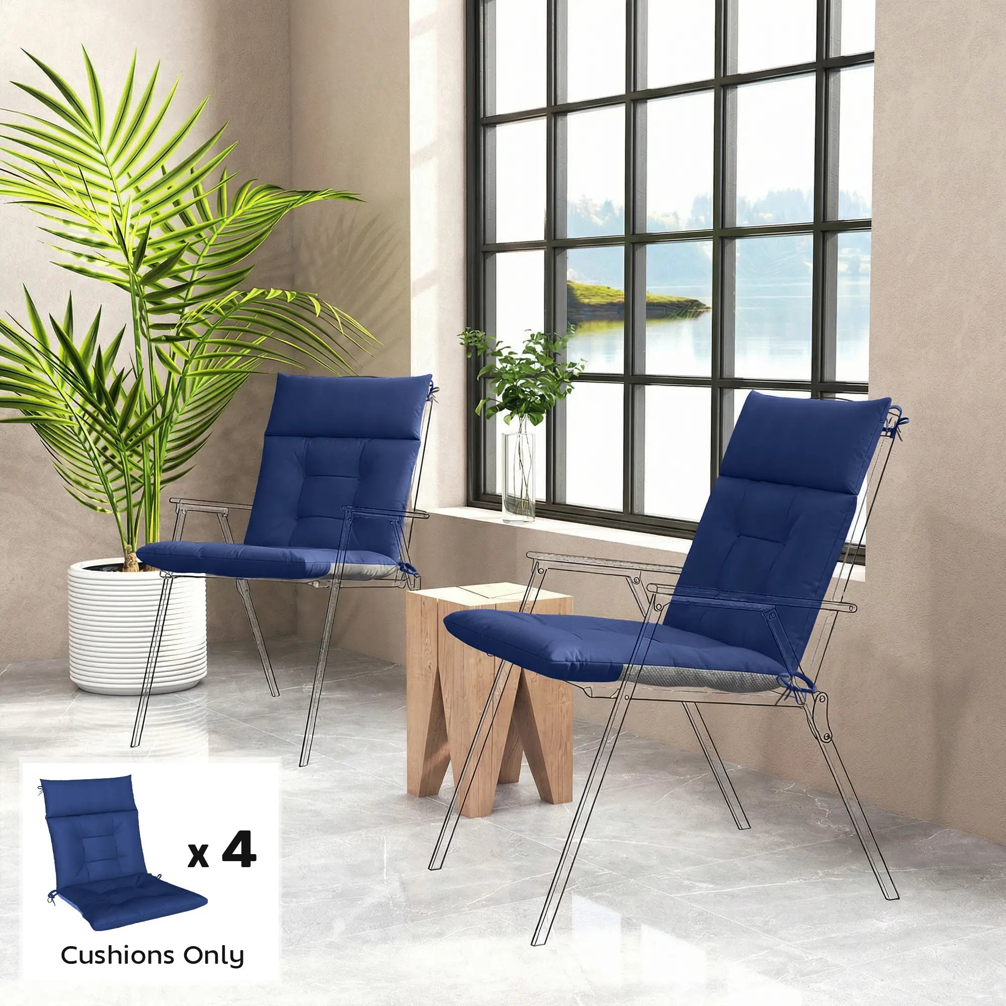 Patio Chair Cushions Set of 4, Waterproof Non-Slip, 44