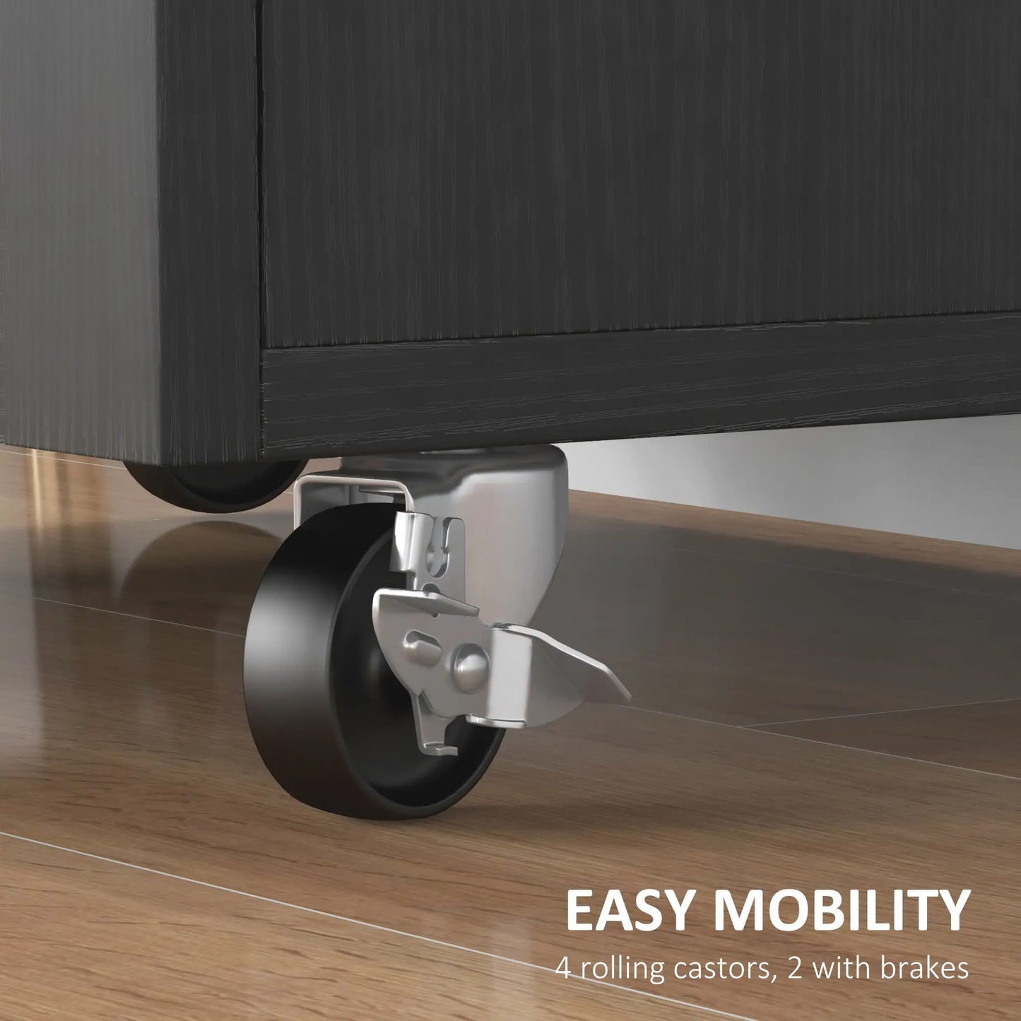 Modern Rolling Kitchen Island Cart, Natural Wood Top, Distressed Black, Black Kitchen Islands & Kitchen Carts at Gallery Canada