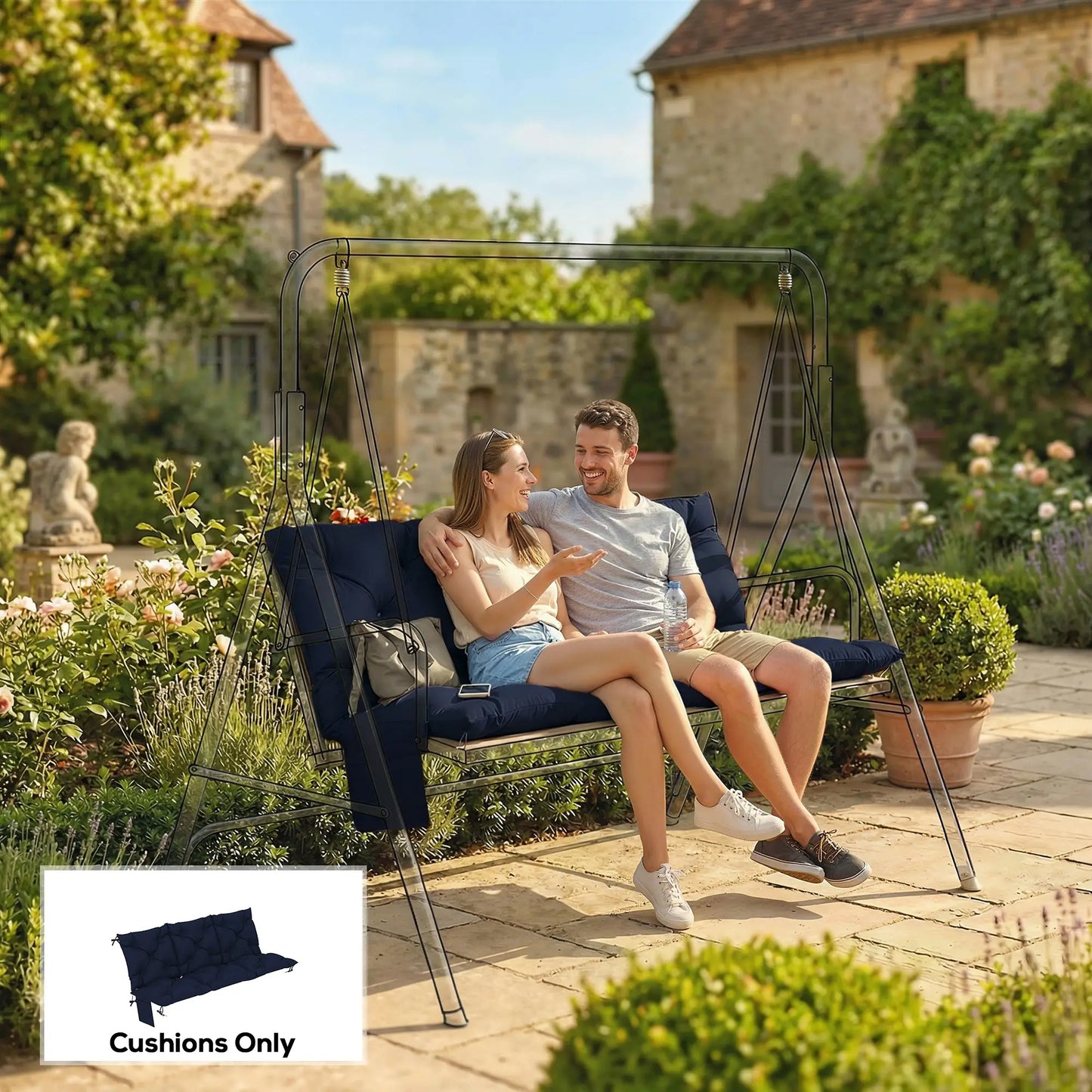 Water-Repellent Bench Cushion, 59.1" x 39.4", Navy Blue Patio Chair Cushions at Gallery Canada