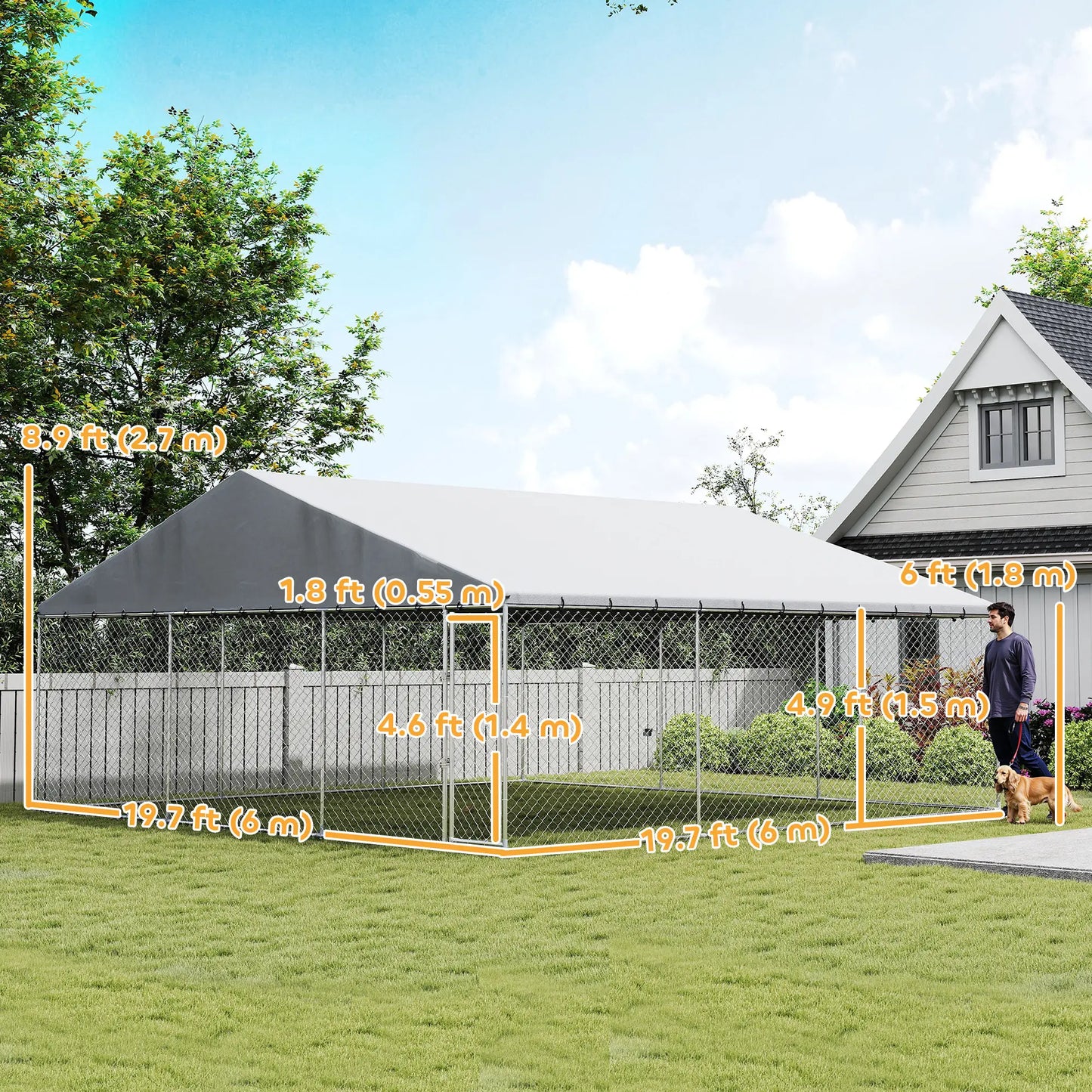 Heavy Duty Outdoor Dog Kennel, Waterproof Roof, Secure Latch, 19.7' x 19.7' x 8.9' Dog Kennels at Gallery Canada