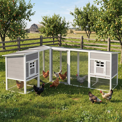 L-Shaped Wooden Chicken Coop With Run, 2 Houses, Waterproof Roof, Ramps Chicken Coops at Gallery Canada