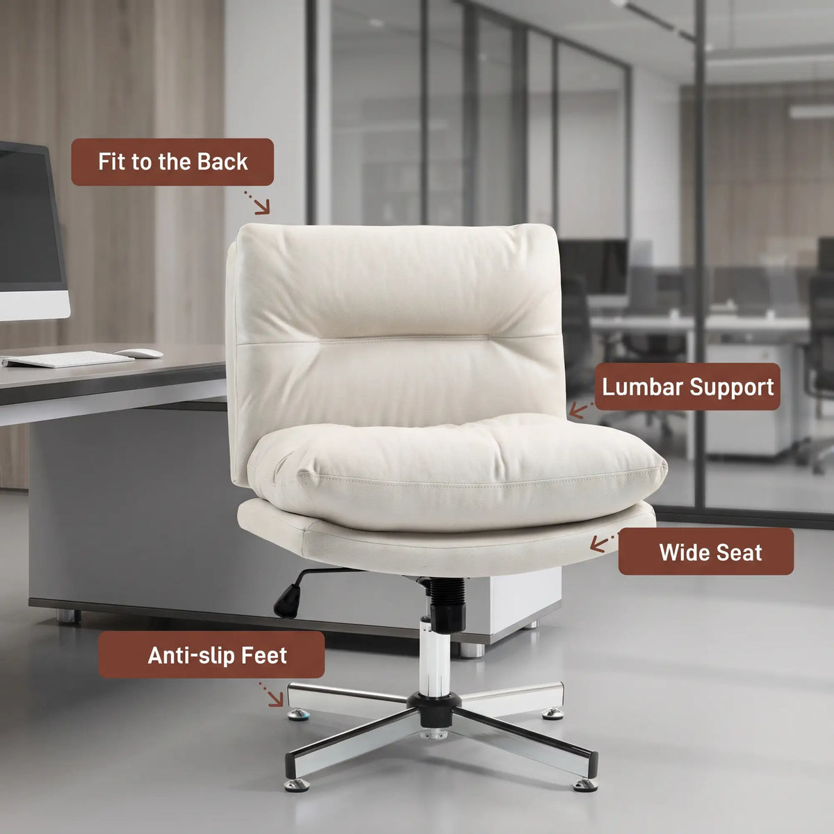 Adjustable Height, Tilt Armless Office Chair, Light Grey Task Chairs at Gallery Canada