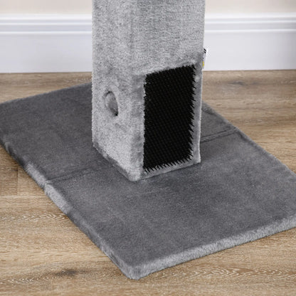 31" Tall Cat Scratching Post, Hanging Balls, Grooming Brushes, Grey Cat Posts at Gallery Canada