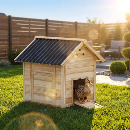 Wooden Duck Coop With Openable Roof, Double Doors, Natural Wood Chicken Coops at Gallery Canada