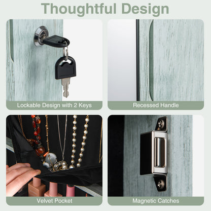 Wall Mounted Jewelry Cabinet With Lights, Navy Jewelry Armoires at Gallery Canada