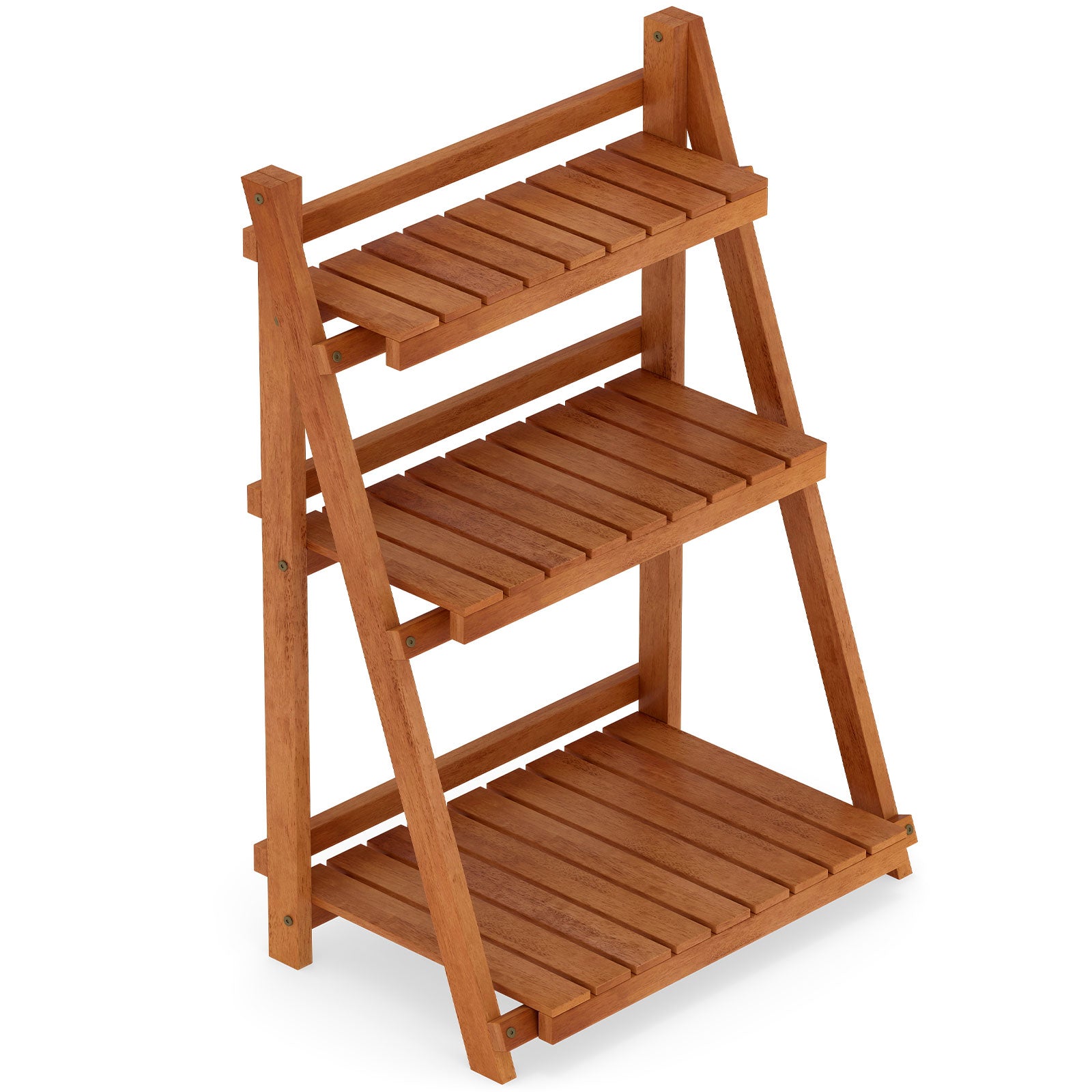 Foldable 3-Tier Solid Wood Plant Stand, Natural Plant Stands at Gallery Canada