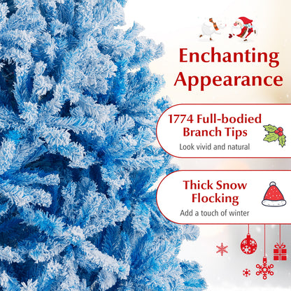 2025 New Artificial Christmas Tree with 456 Branch Tips and Folding Metal Stand-8FT, Blue Christmas Tree at Gallery Canada