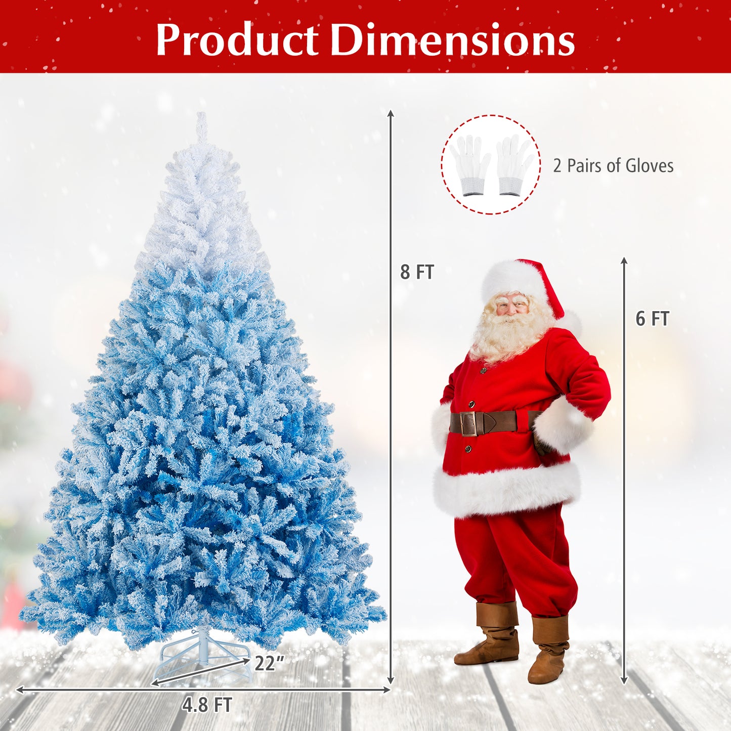 2025 New Artificial Christmas Tree with 456 Branch Tips and Folding Metal Stand-8FT, Blue Christmas Tree at Gallery Canada