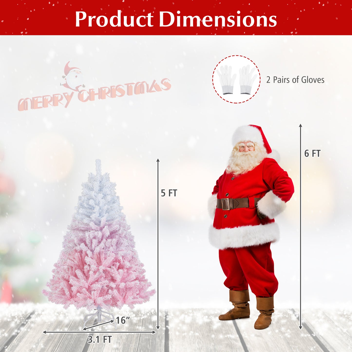 2025 New Artificial Christmas Tree with Folding Metal Stand and 456 Branch Tips-5FT, Pink Christmas Tree at Gallery Canada