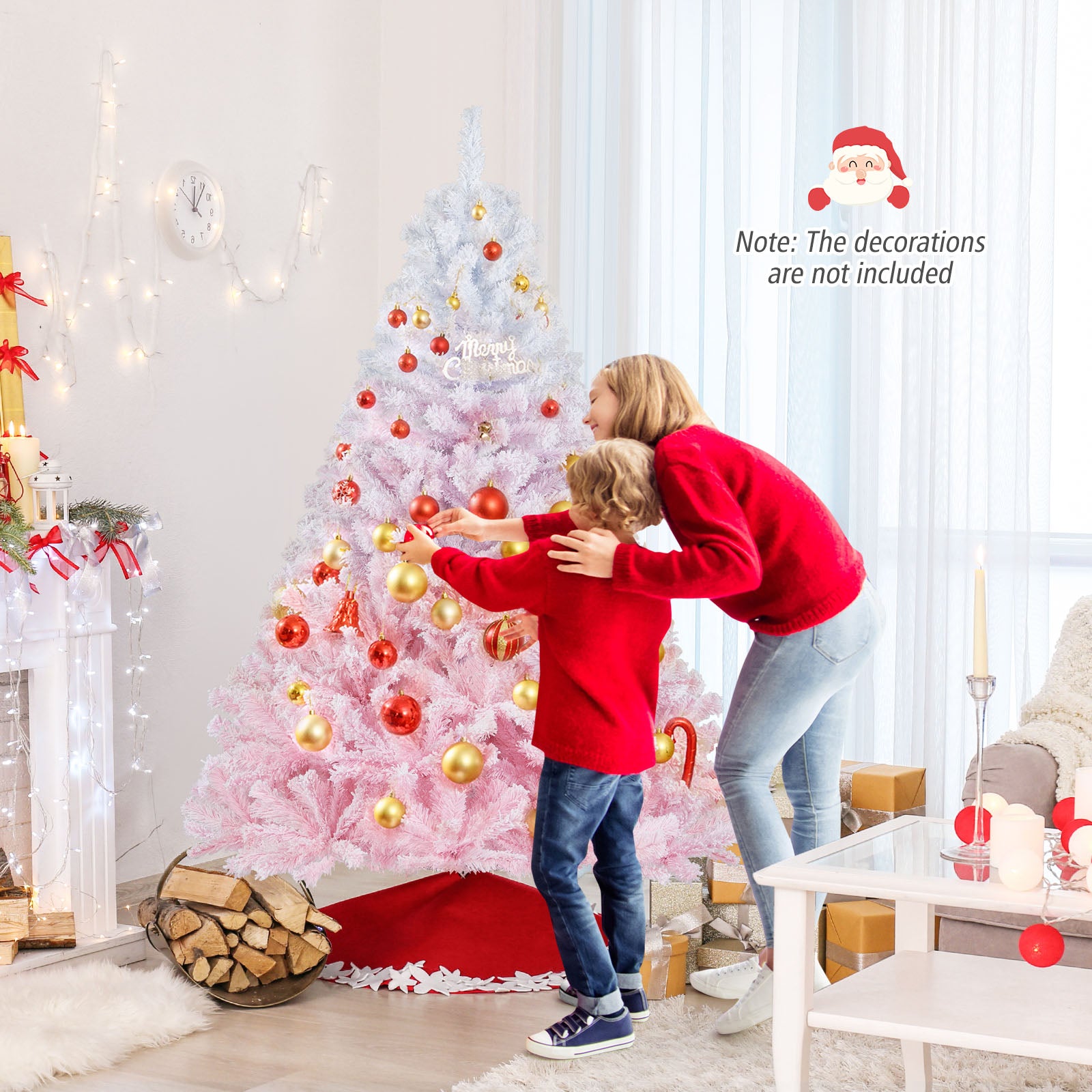 2025 New Artificial Christmas Tree with Folding Metal Stand and 456 Branch Tips-6FT, Pink Christmas Tree at Gallery Canada