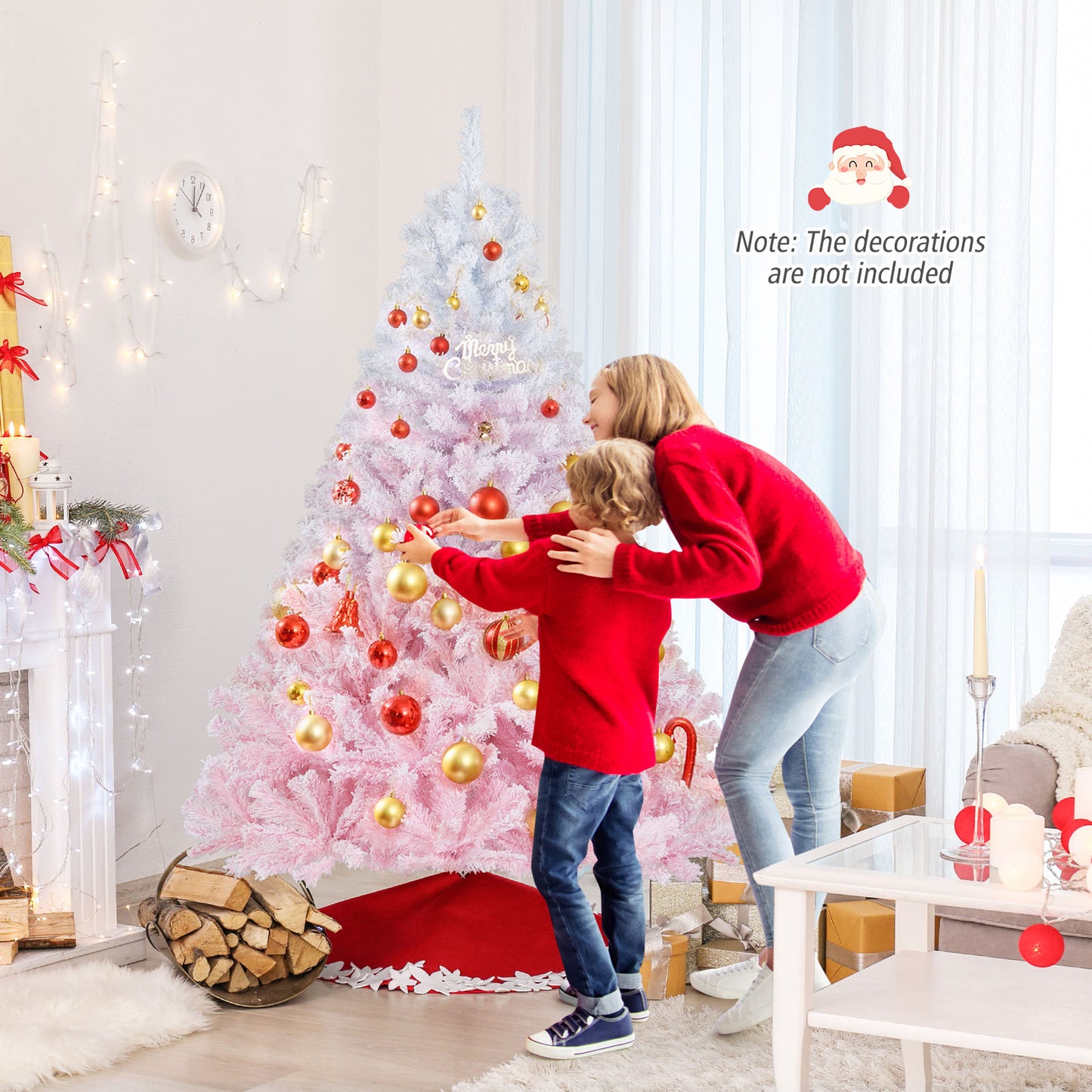 2025 New Artificial Christmas Tree with Folding Metal Stand and 456 Branch Tips-6FT, Pink Christmas Tree at Gallery Canada