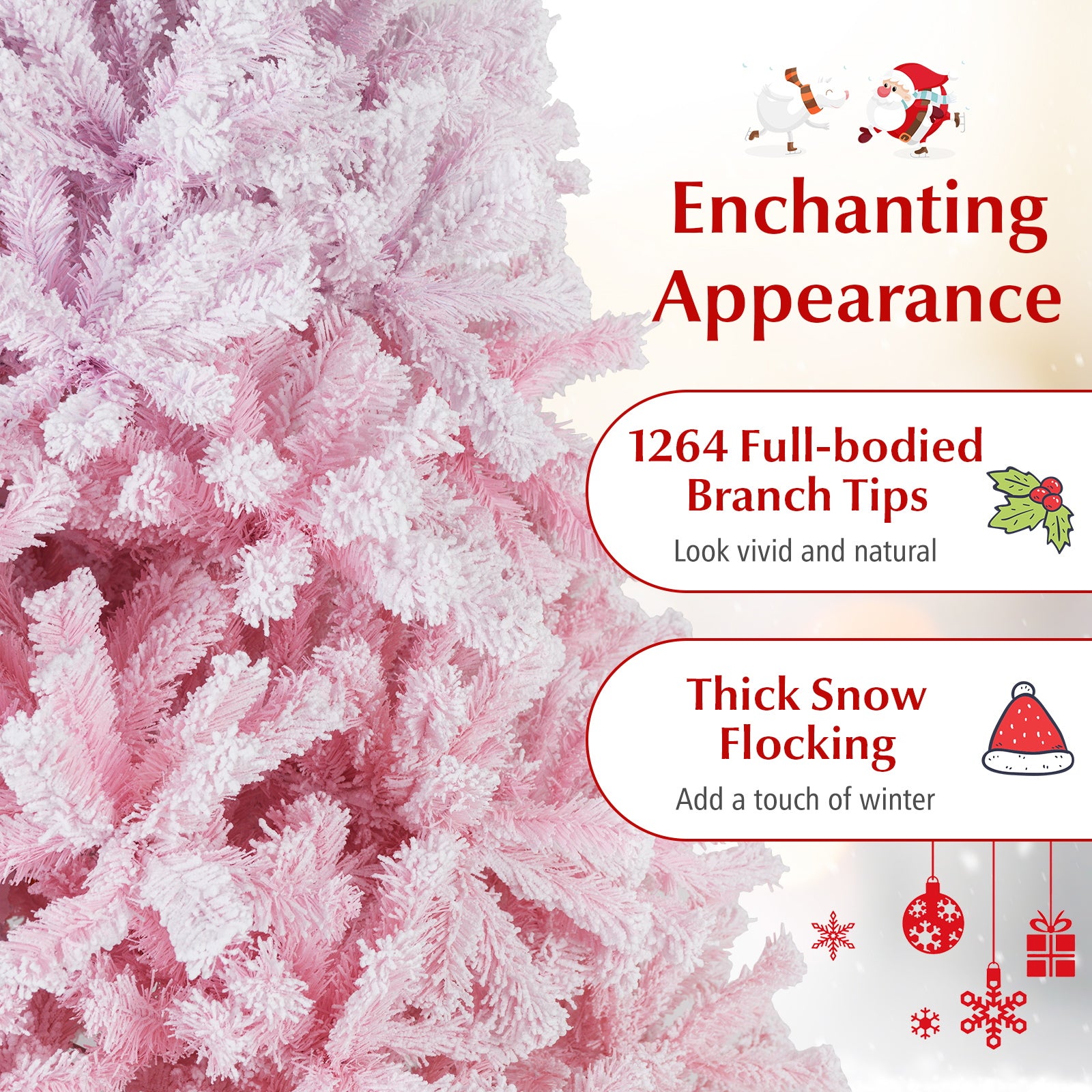 2025 New Artificial Christmas Tree with Folding Metal Stand and 456 Branch Tips-7FT, Pink Christmas Tree at Gallery Canada