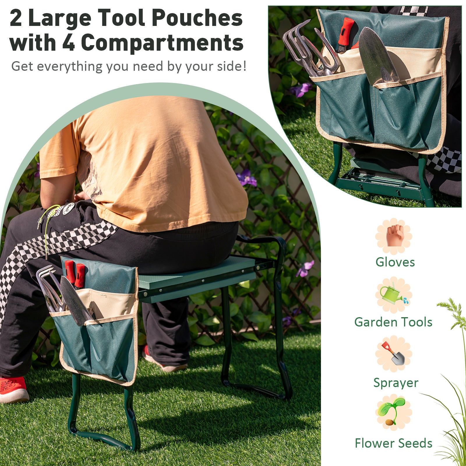 Folding Garden Kneeler Pad, Cushion Seat, Green Garden Tools at Gallery Canada