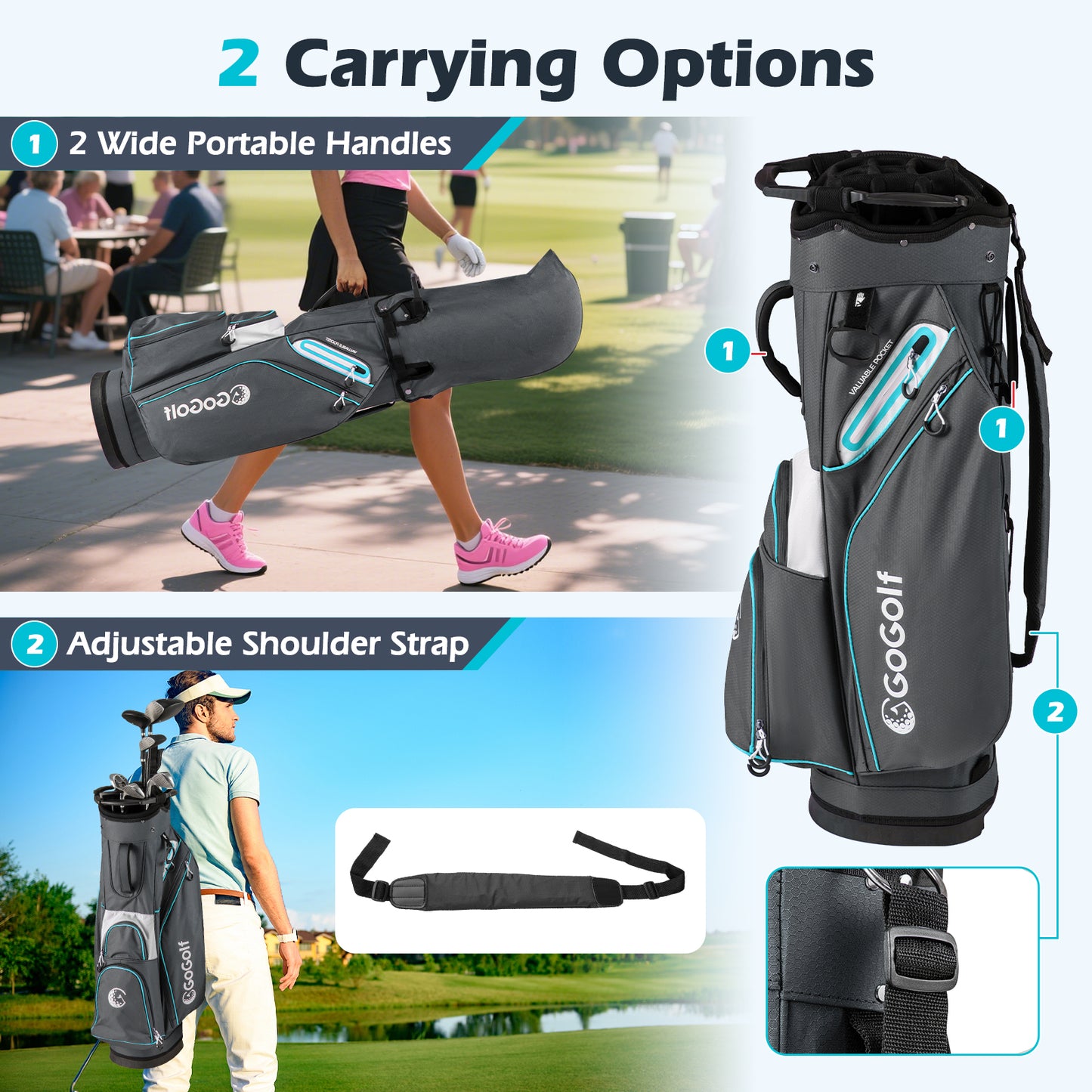 Lightweight Portable Golf Cart Bag, Gray Golf at Gallery Canada