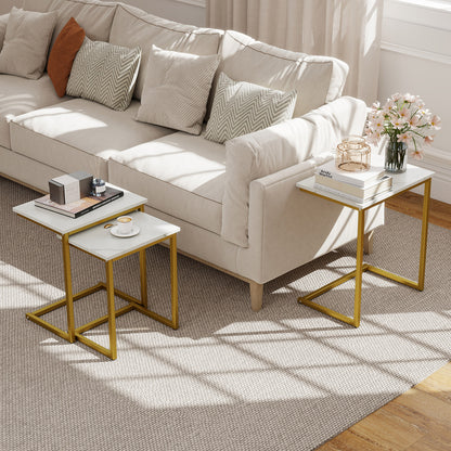 3 Piece Multifunctional Coffee End Table Set, White Living Room at Gallery Canada