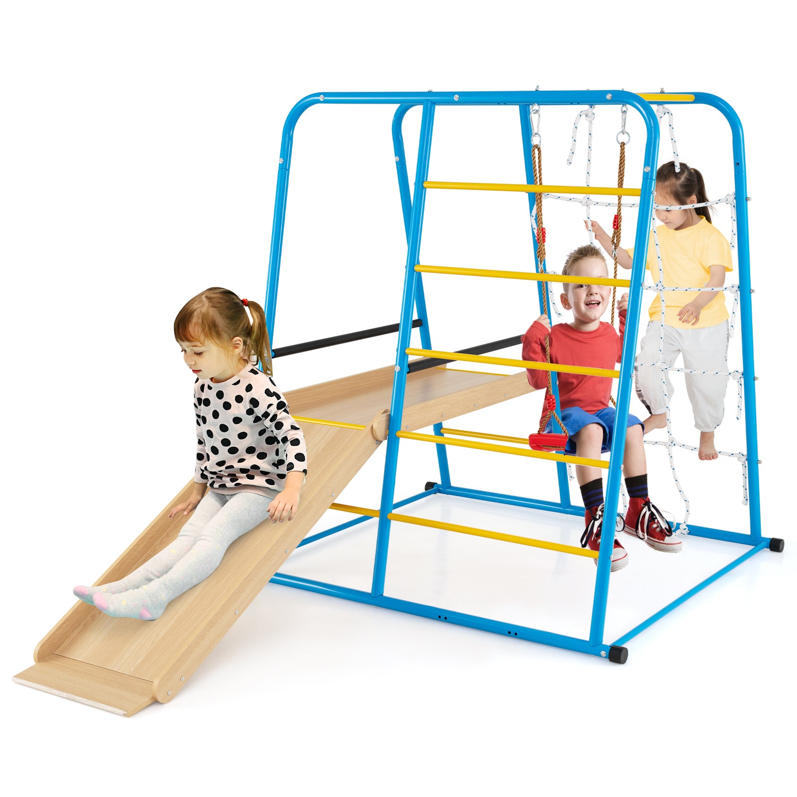 6-In-1 Indoor Jungle Gym With Slide, For Kids 3+ Years, Blue Climbers & Slides Blue at Gallery Canada