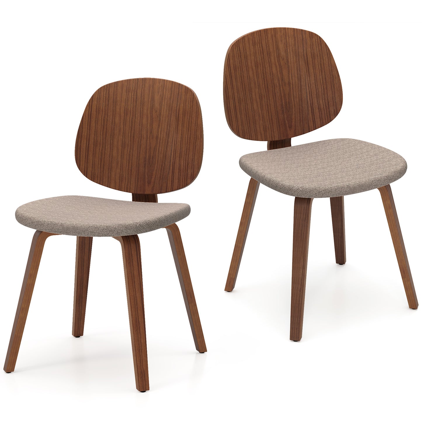 Wooden Dining Chair Set Of 2, Bentwood Frame, Padded Seat, Walnut Dining Chairs at Gallery Canada
