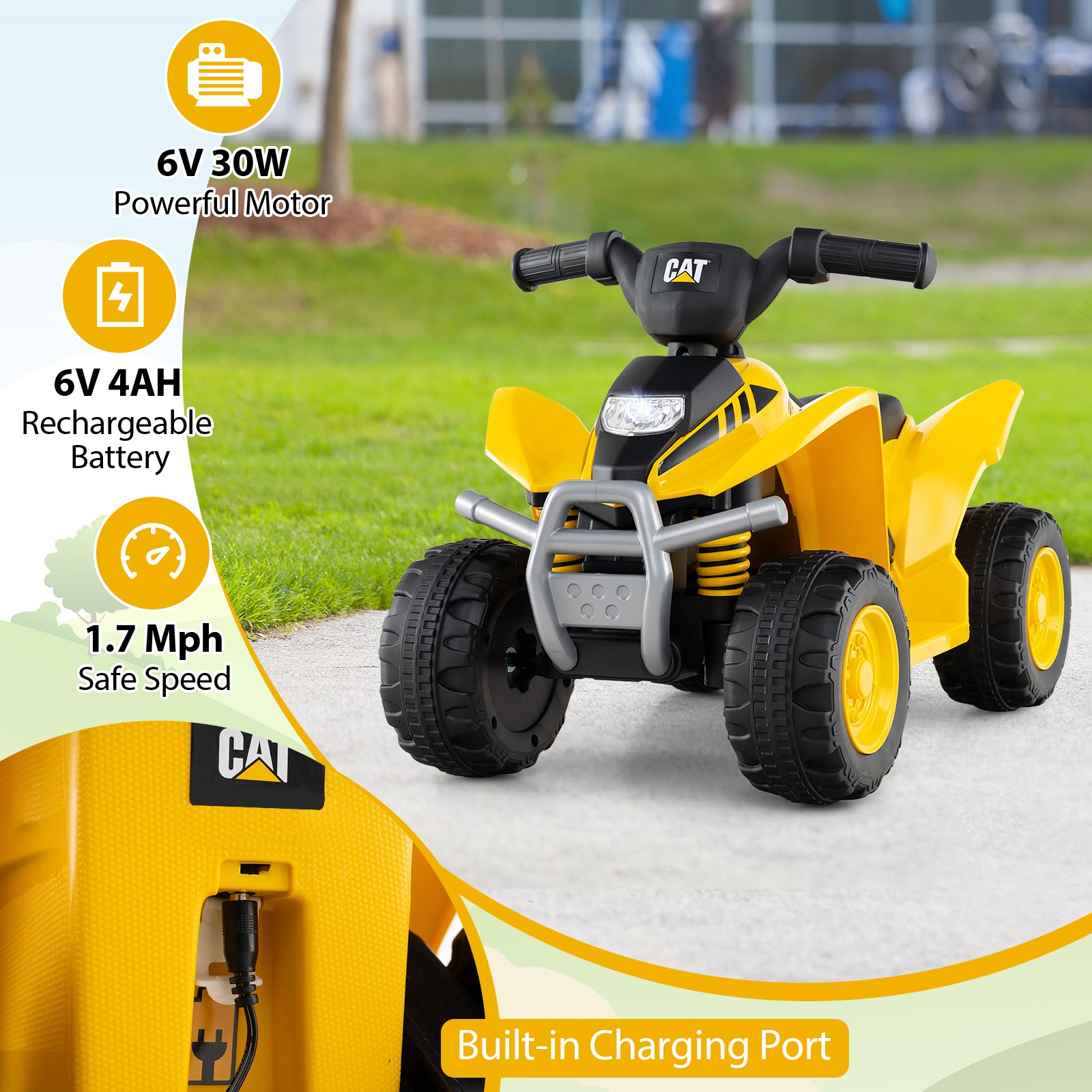 6V Kids Ride On ATV, 18-36 Months Old, With Horn Sound, Yellow Powered Ride On Toys at Gallery Canada