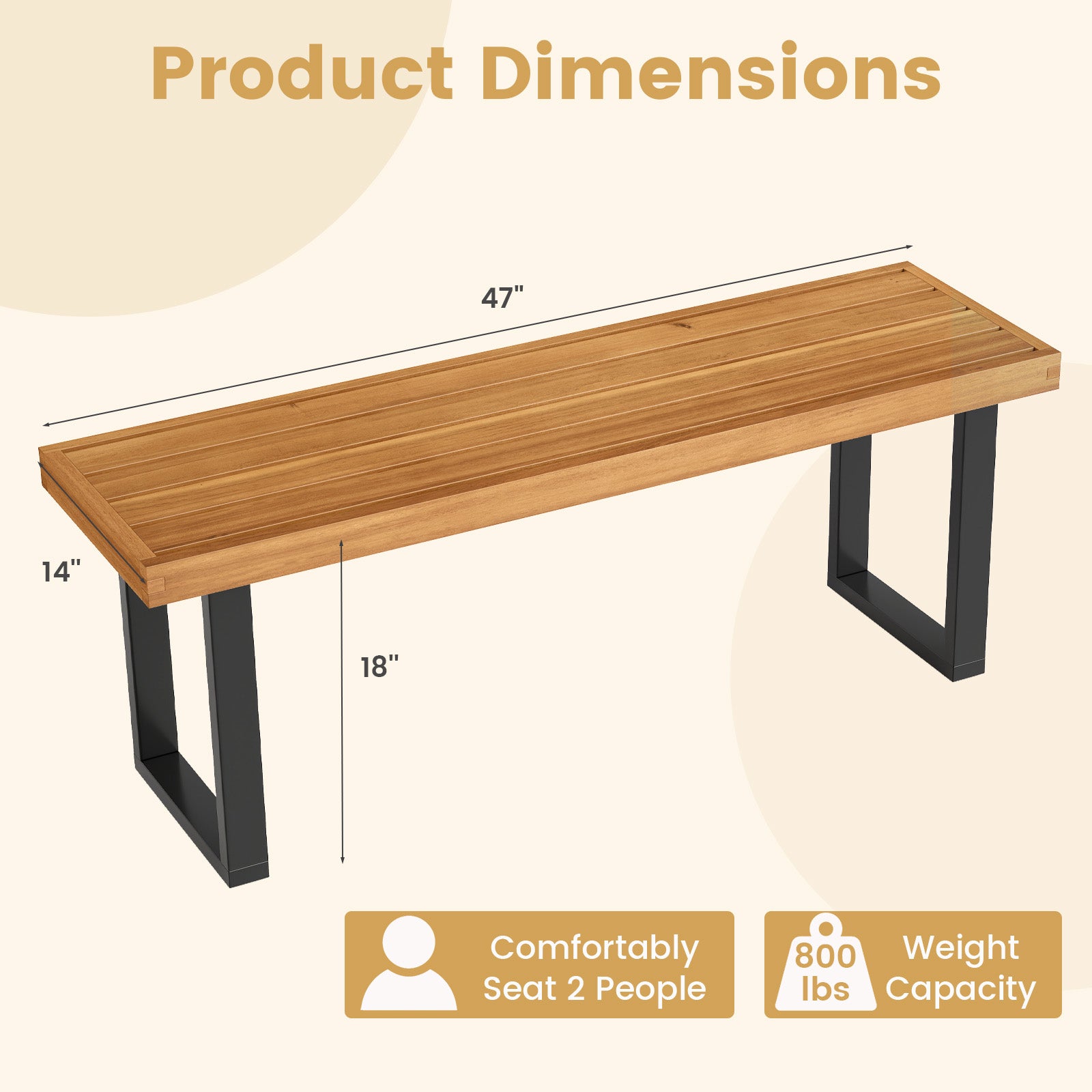 Acacia Wood Outdoor Bench 48 Inch, Natural, Set of 2 Outdoor Benches at Gallery Canada