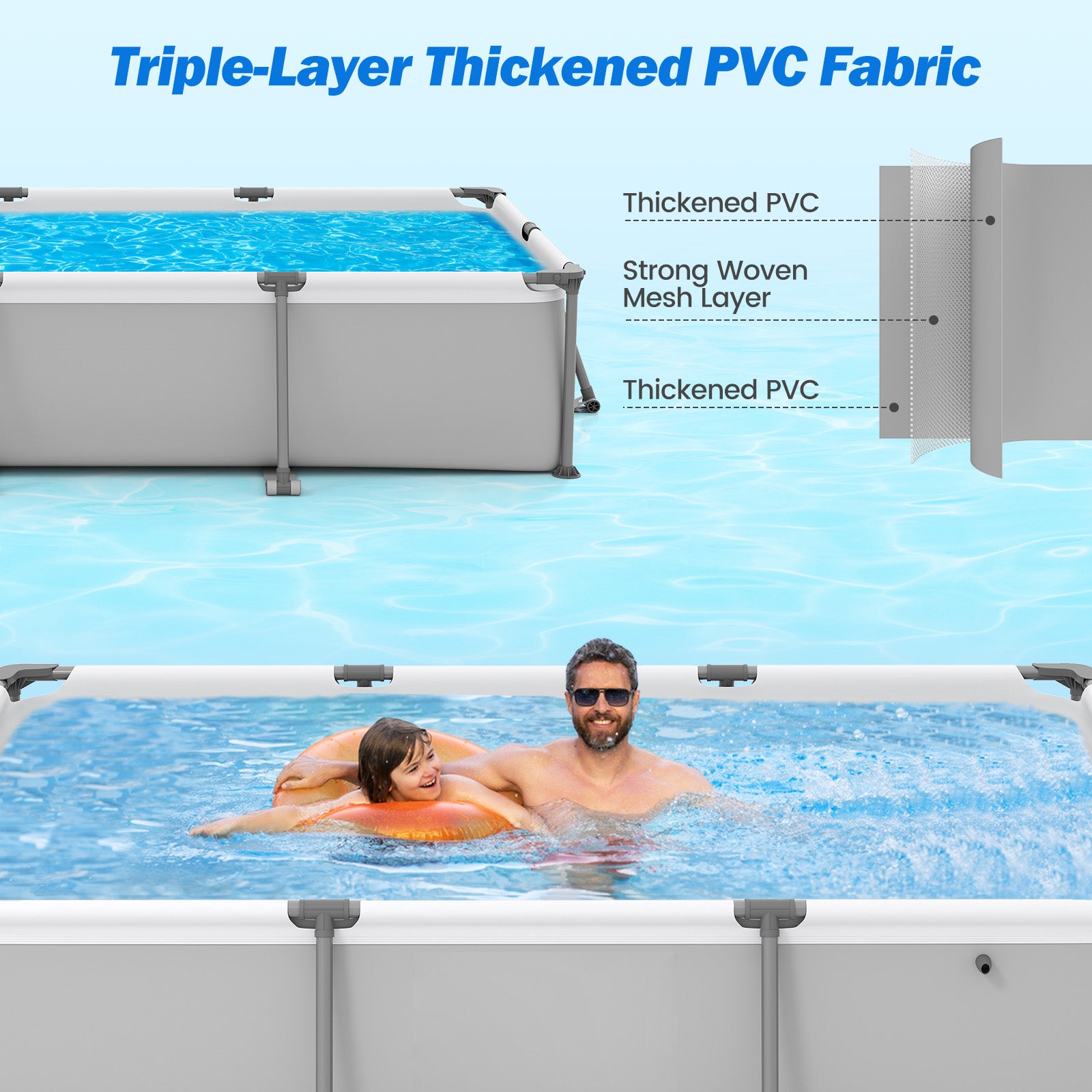 Metal Frame Outdoor Family Swimming Pool, 10 ft, Gray Swimming Pools at Gallery Canada
