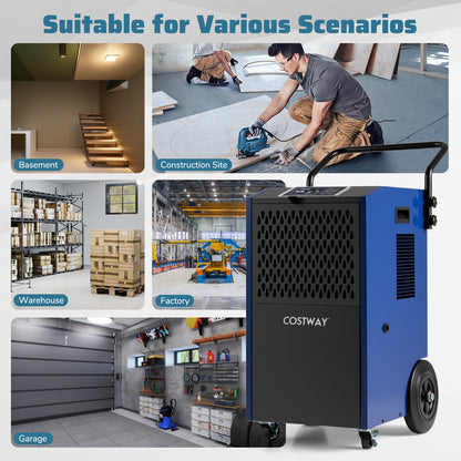 154 Pints Commercial Dehumidifier With Pump, Drain Hoses, Blue Dehumidifiers at Gallery Canada