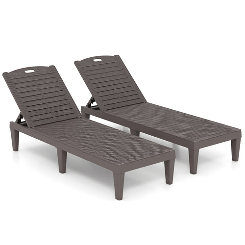 Outdoor PP Chaise Lounge Chairs Set Of 2, Adjustable Backrests