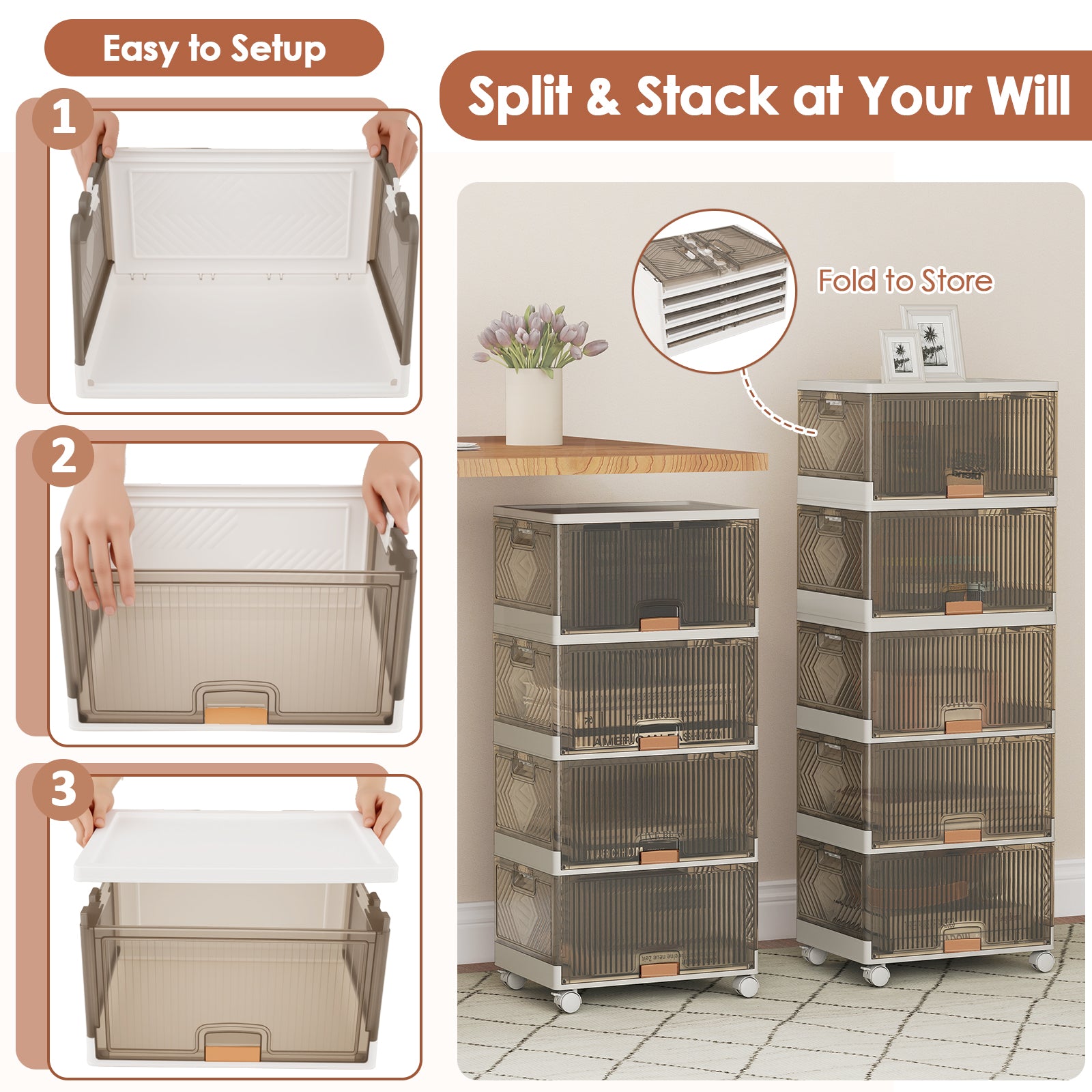 3/4/5/6-Cube Stackable Storage Bins, Detachable Wheels, 5 Cube, White Shoe Racks & Storage Benches at Gallery Canada