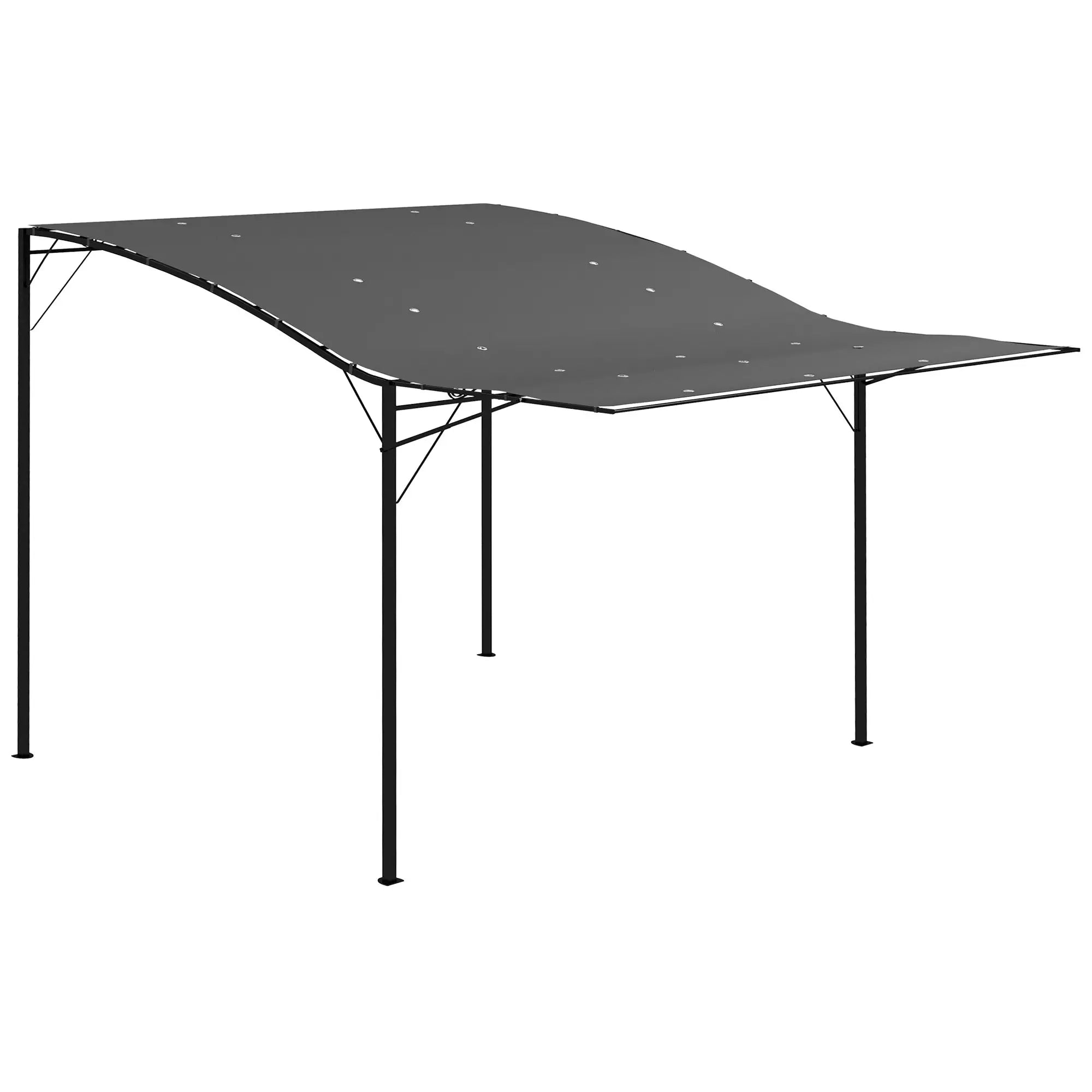 10x8ft Metal Gazebo, Extendable Side Awning, Dark Grey Pergolas Dark Grey, Black Frame at Gallery Canada
