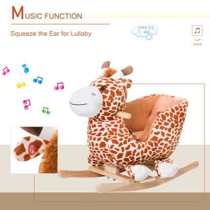 Wooden Plush Rocking Horse Chair, Toddler Size, Giraffe Theme Rocking Horses at Gallery Canada